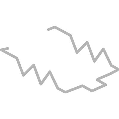 Szara, nieregularna, postrzępiona linia narysowana na białym tle, która może sugerować drogę lub diagram.