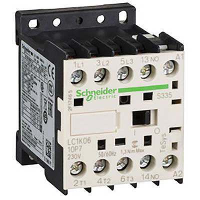 Naklejka z logo 'Schneider Electric' na elektrycznym styczniku z wieloma zaciskami przyłączeniowymi do zastosowań przemysłowych.