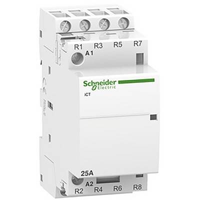 Białe urządzenie elektryczne firmy Schneider Electric z wieloma złączami z napisem '25A'.