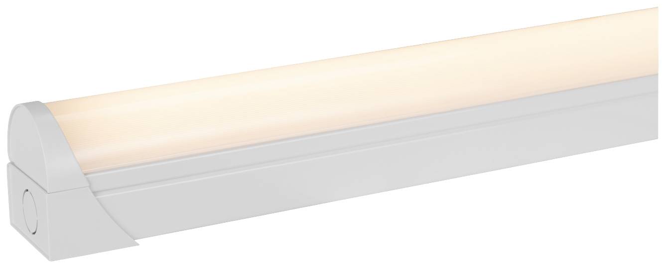 Belka LED w białej obudowie z ciepłym białym światłem, idealna do oświetlenia biura lub domu. Energooszczędna i nowoczesna w designie.