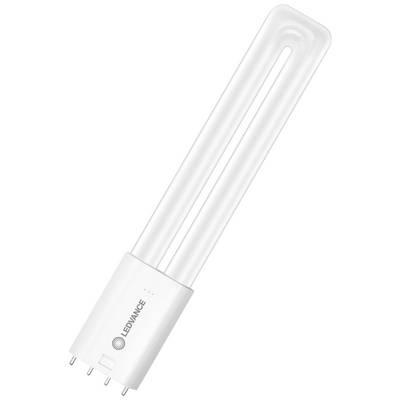 'Energooszczędna lampa LED w nowoczesnym designie z dwiema równolegle biegnącymi rurkami i białą podstawą.'