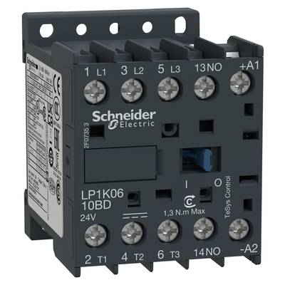 'Schneider Electric Schütz LP1K0610BD', 3-biegunowy, do obwodów sterujących, cewka 24V DC, seria TeSys K, z oznaczeniem CE.
