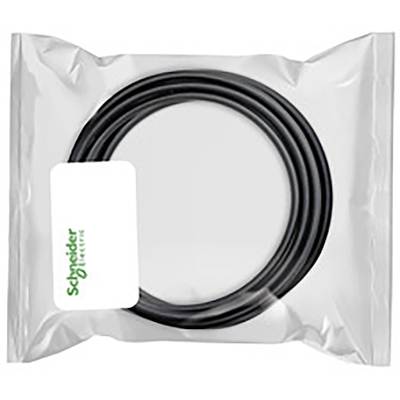 Opakowanie plastikowe z czarnym kablem w środku. Naklejka z zielonym logo i napisem 'Schneider Electric' na opakowaniu.