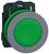 Duży zielony przycisk naciskowy z szarą obwódką. Nadaje się do sterowania lub aktywacji urządzeń w zastosowaniach przemysłowych.