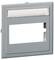 Szara plastikowa osłona z prostokątnym wycięciem i przezroczystą górną częścią.