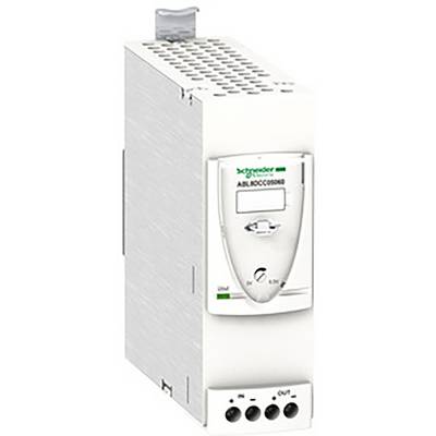 Przemysłowy zasilacz firmy Schneider Electric o numerze modelu ABL8CC0506B, w jasnoszarej obudowie, z odpowiednimi wejściami i wyjściami do zastosowań przemysłowych.