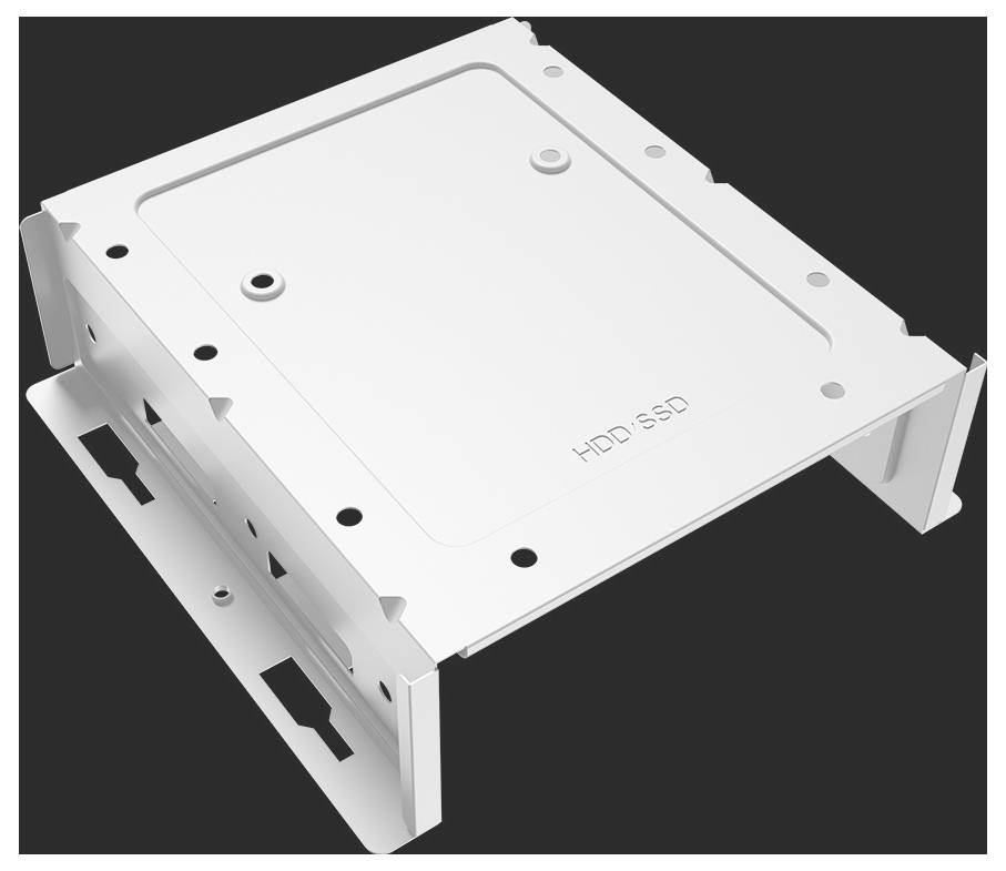 Metalowa rama do mocowania dysku twardego HDD lub SSD, którą można zamontować w obudowie komputera.
