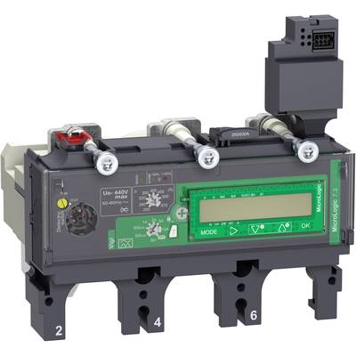 Urządzenie elektroniczne z wyświetlaczem cyfrowym i wieloma złączami, prawdopodobnie przekaźnik zabezpieczeniowy lub przyrząd pomiarowy stosowany w elektrotechnice.