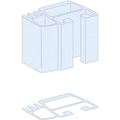 Ilustracja złożonego, prostokątnego klocka LEGO z wieloma wycięciami oraz widok z góry z formami geometrycznymi.