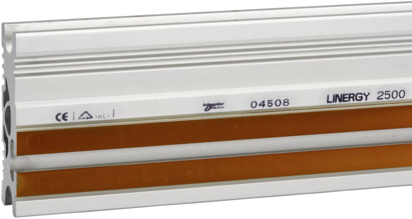 Profil aluminiowy z pomarańczowym paskiem z napisem 'LINERGY 2500'.