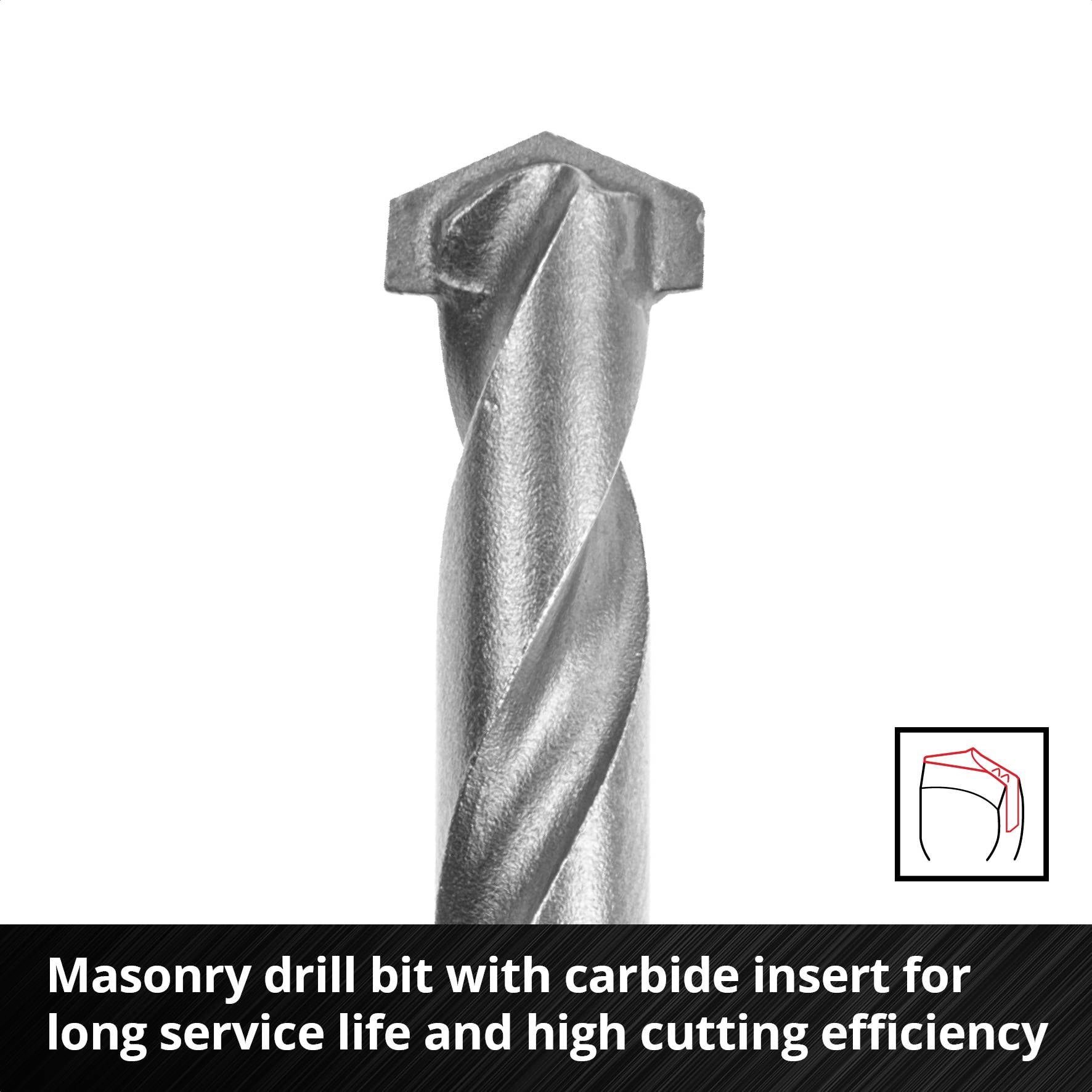 Wiertło ze wstawką z węglika spiekanego o wysokiej trwałości i wydajności skrawania wyposażone w spiralną geometrię, przeznaczone do wiercenia w betonie.