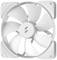 Biały wentylator komputerowy z wieloma łopatkami, zamontowany w kwadratowej ramce.