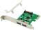 Zielona karta PCIe z dwoma niebieskimi portami USB 3.0 oraz zdejmowanym metalowym uchwytem.