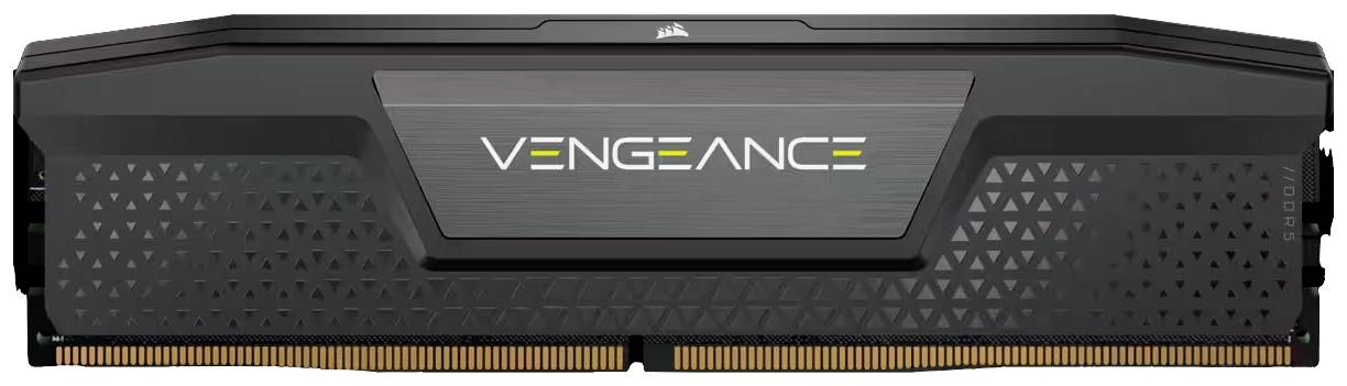Czarny moduł pamięci RAM firmy Corsair z napisem 'Vengeance' pośrodku.