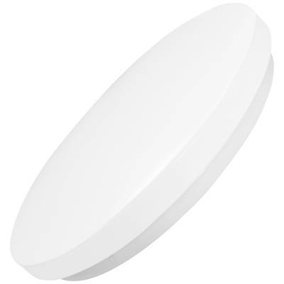 Okrągła, biała lampa sufitowa LED o smukłej, nowoczesnej stylistyce.