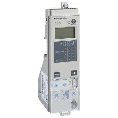 Elektryczny przyrząd pomiarowy, model 'Micrologic 5.0 A', z wyświetlaczem i elementami sterującymi do rejestracji danych dotyczących zużycia energii elektrycznej.