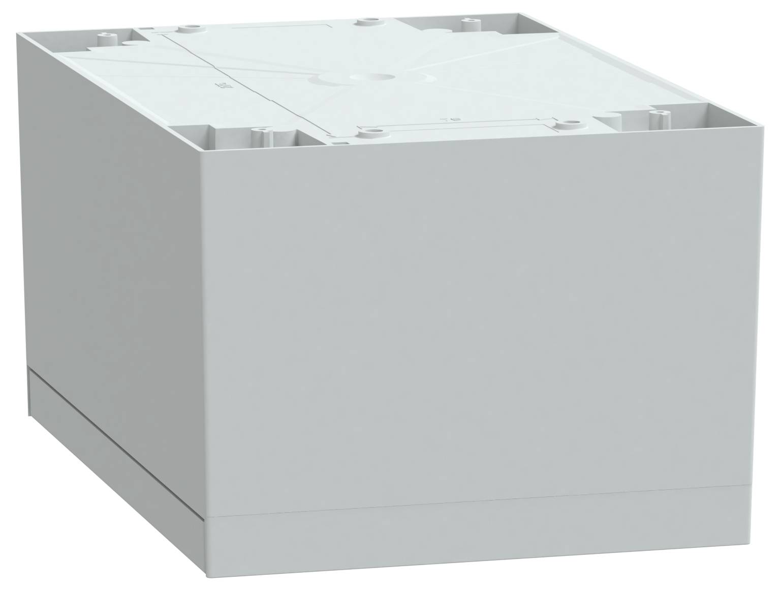 Renderowanie 3D prostej, szarej, sześciennej bryły bez widocznych oznaczeń lub szczegółów.