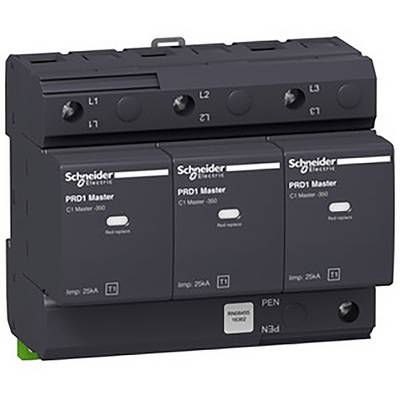 Elektryczne urządzenie firmy Schneider Electric o nazwie 'PRD1 Master', stosowane do ochrony przed przepięciami w instalacjach elektrycznych.