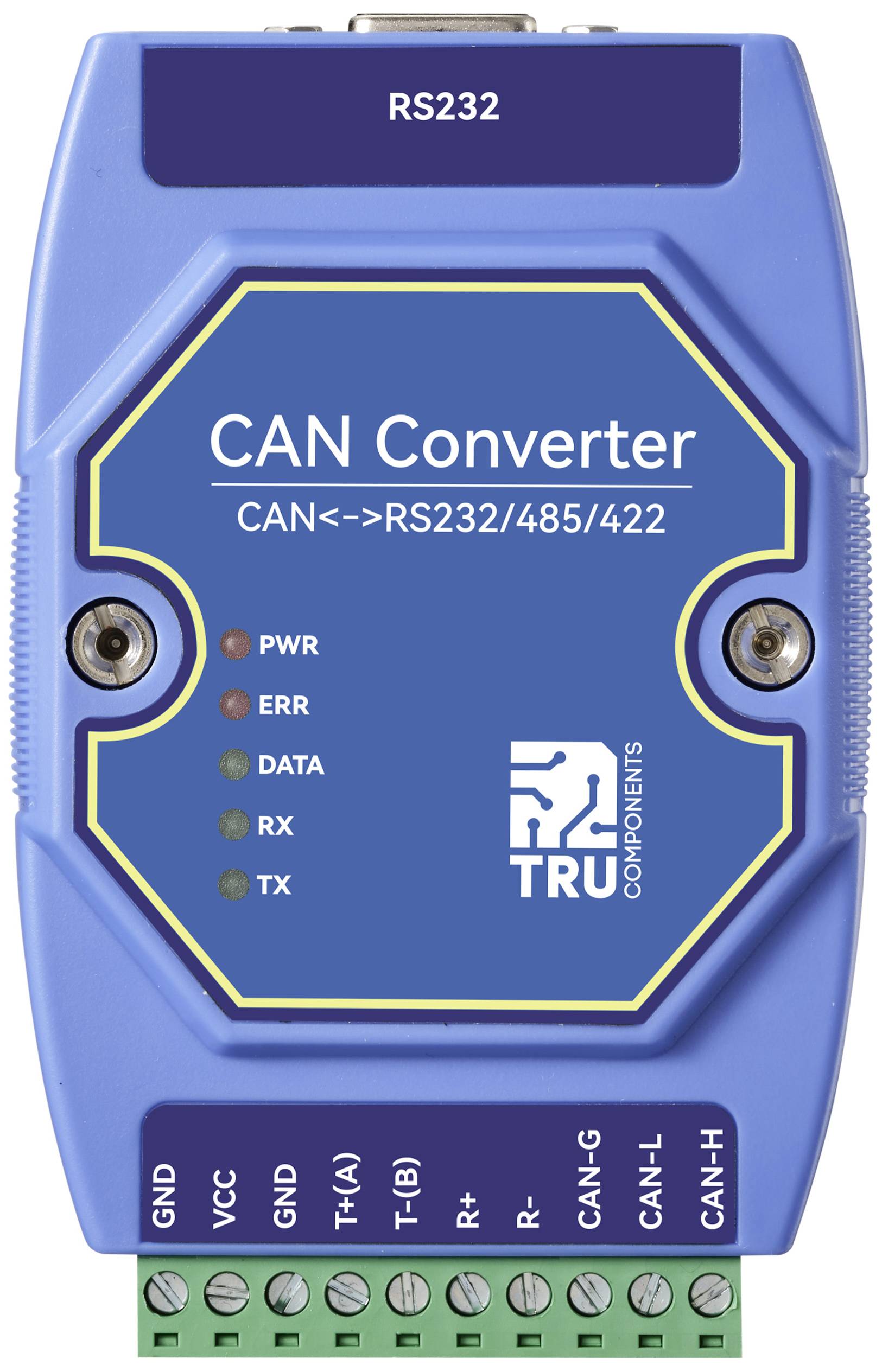 TRU COMPONENTS TC-ECAN-401 Багатофункціональний модуль Modbus-RTU, шина CAN, RS-485, RS-422, RS-232 12 В/DC, 24 В/DC 1 шт.