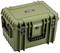 Zielony wodoodporny kufer transportowy z wytrzymałymi uchwytami i zamknięciami, odpowiedni do bezpiecznego przewozu delikatnych urządzeń.