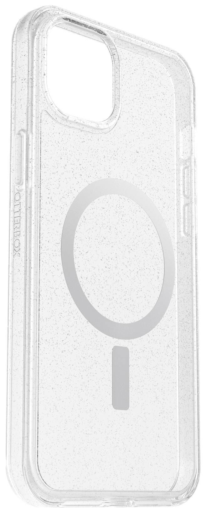 Przezroczyste etui na telefon z pierścieniem MagSafe, chroniące i kompatybilne z ładowaniem bezprzewodowym.