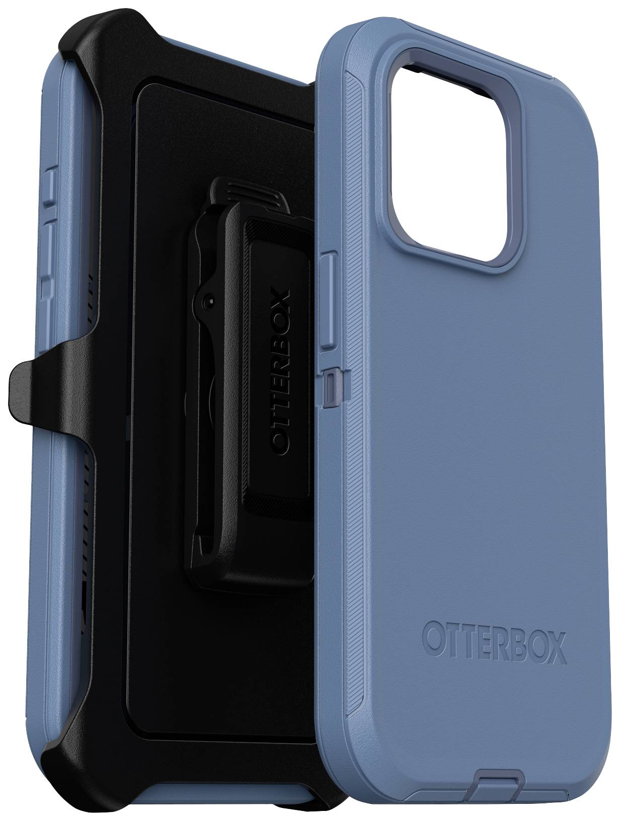 Niebieskie etui na smartfona o wytrzymałej konstrukcji z klipem do paska. Idealne do ochrony urządzeń przed wstrząsami i zarysowaniami.