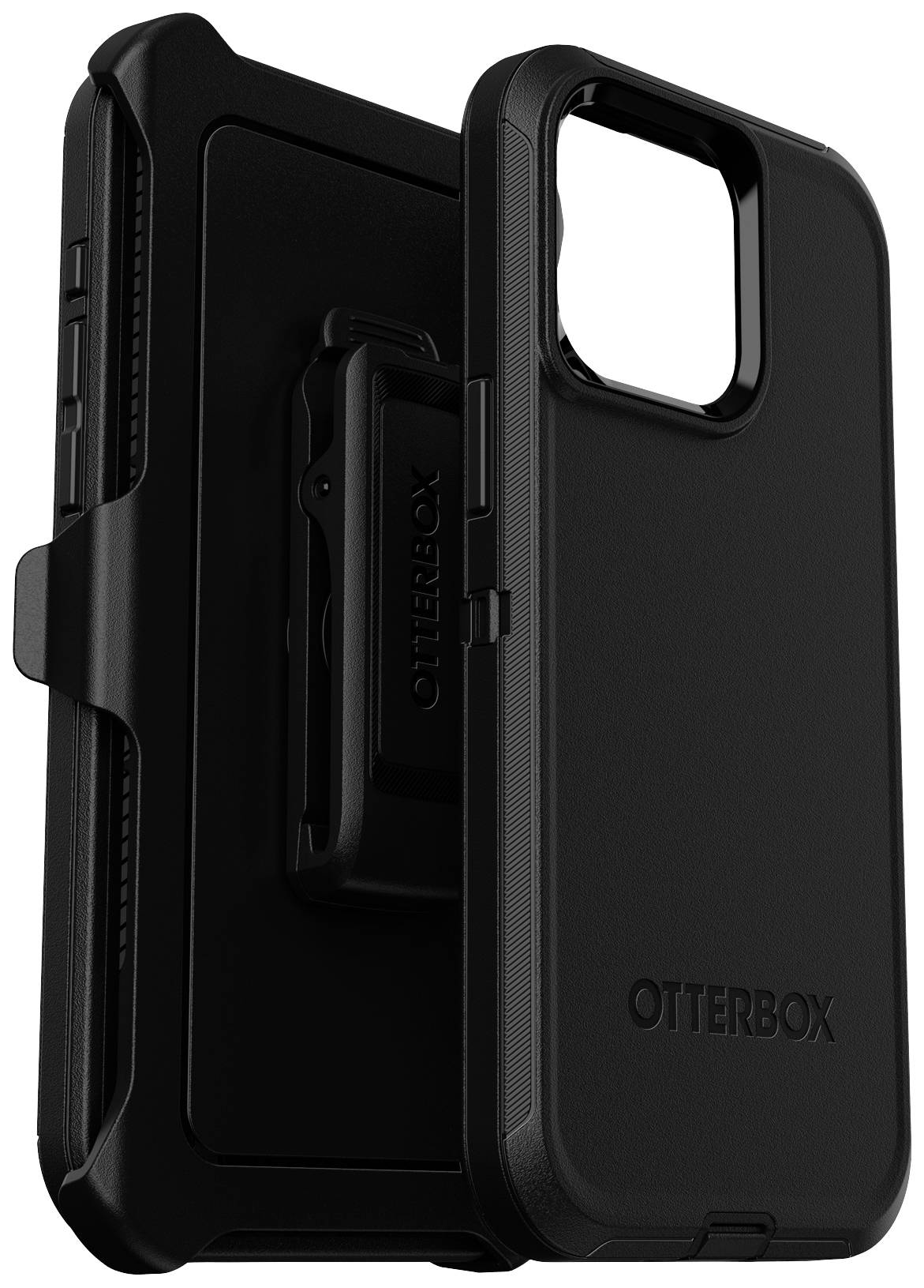 Czarne etui na smartfona z klipsem do paska prezentuje wytrzymały design marki Otterbox.