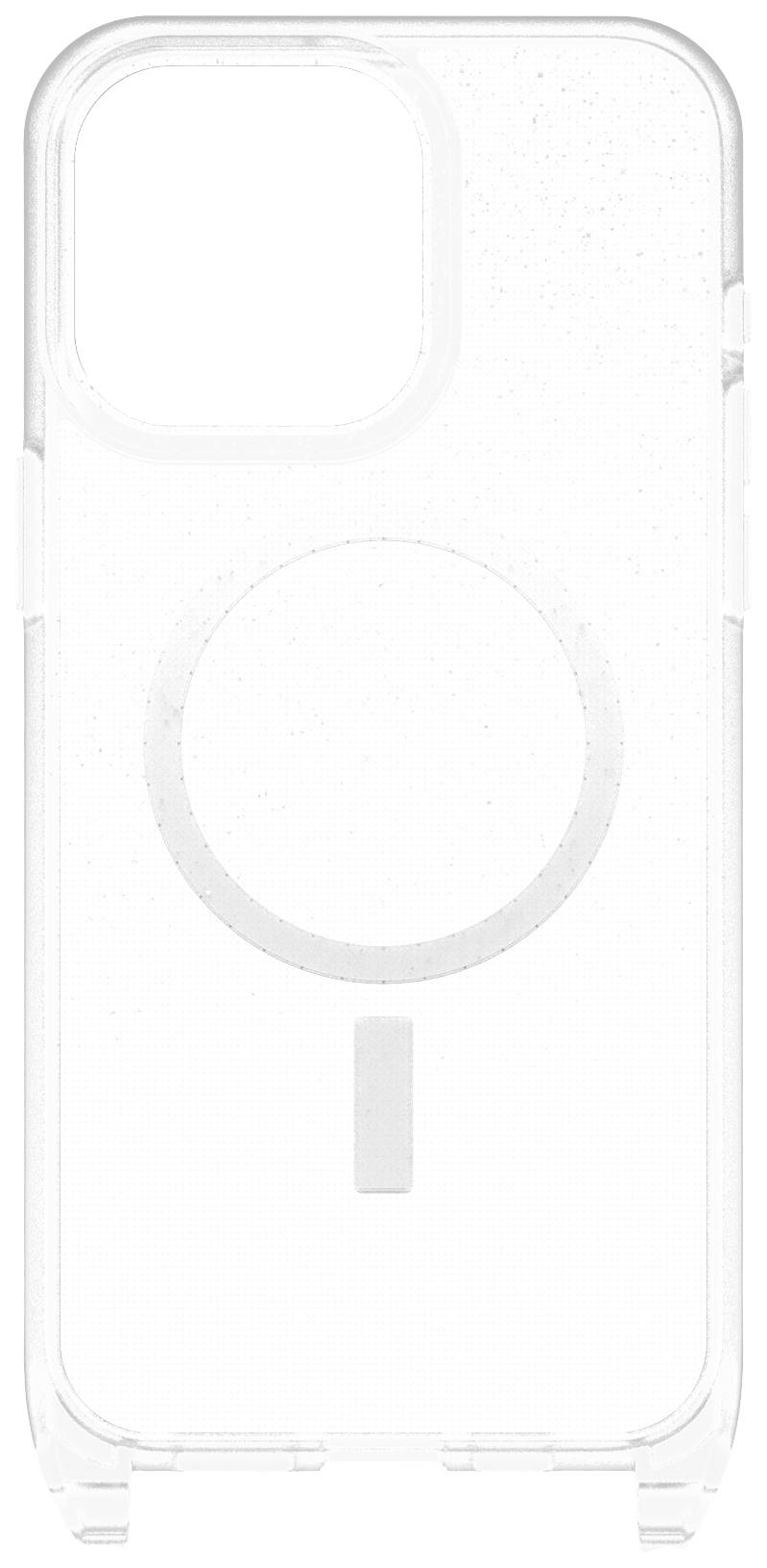 Przezroczyste etui na telefon z okrągłymi wycięciami na aparat i MagSafe, dopasowane do modeli smartfonów z podwójnym systemem kamer.