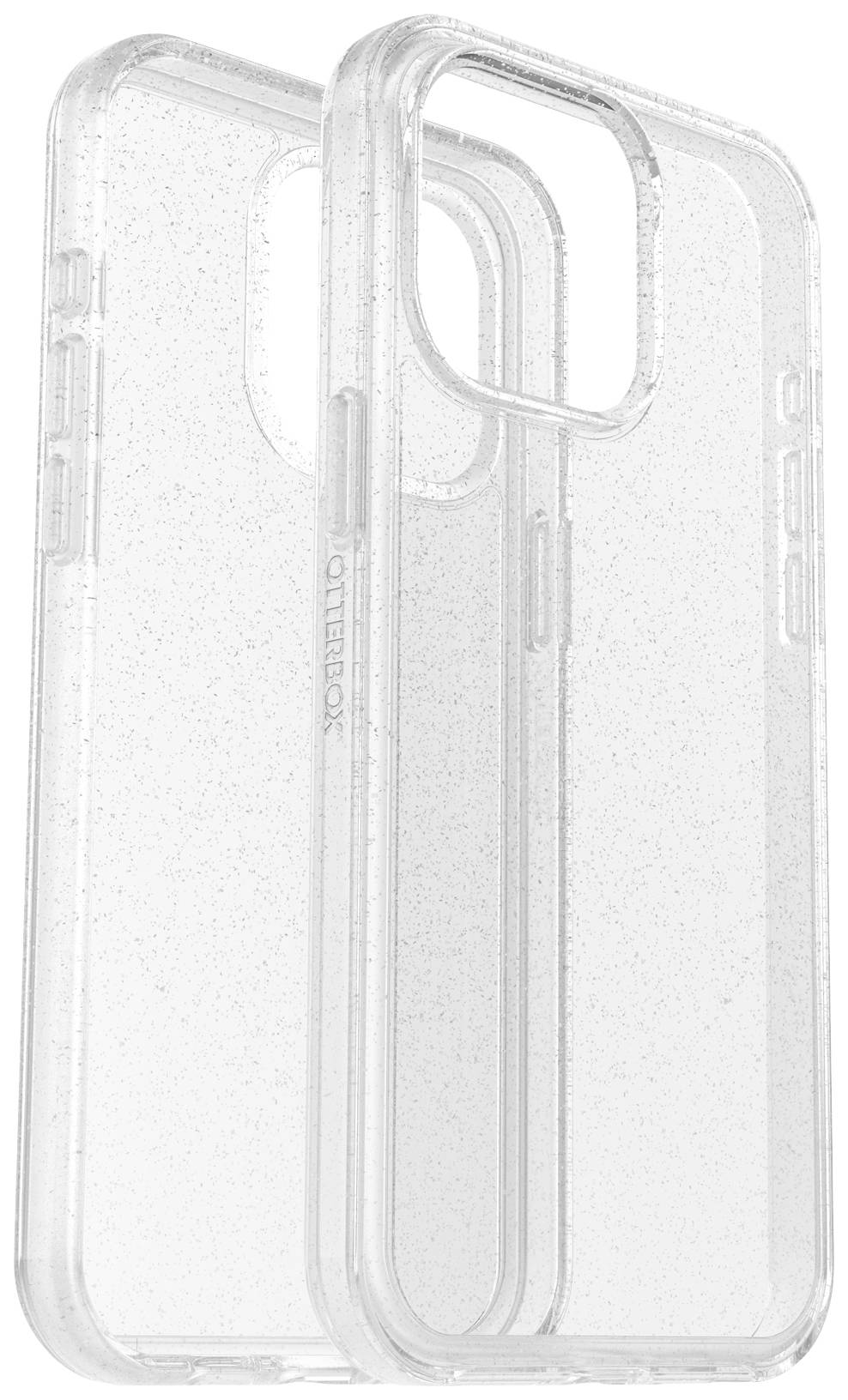 Dwie przezroczyste obudowy na telefon o minimalistycznym designie, stojące obok siebie. Zapewniają one ochronę i są przeznaczone do nowoczesnego smartfona.