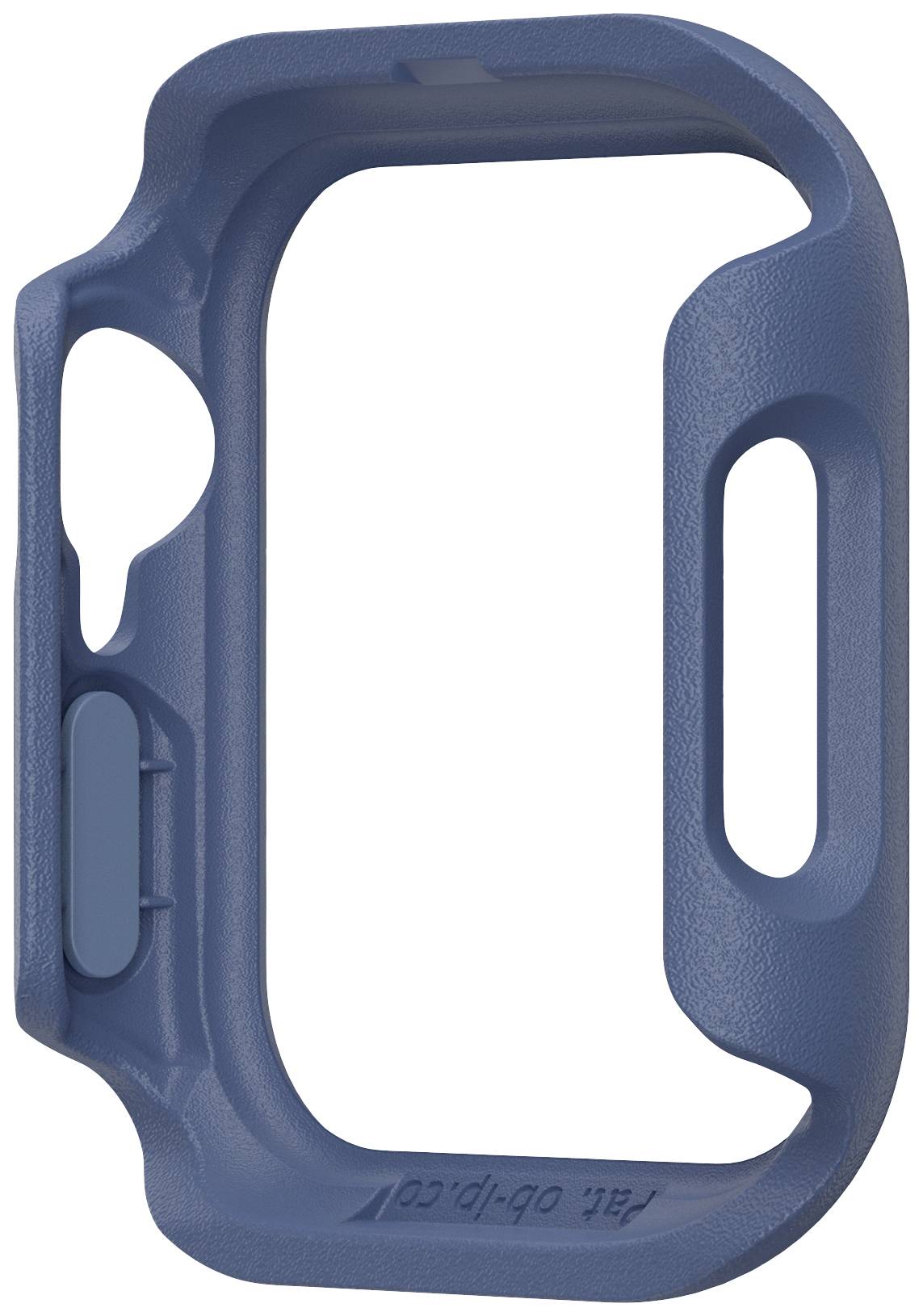 Niebieski rama ochronna urządzenia, prostokątna z zaokrąglonymi narożnikami i wycięciami na elementy sterujące.