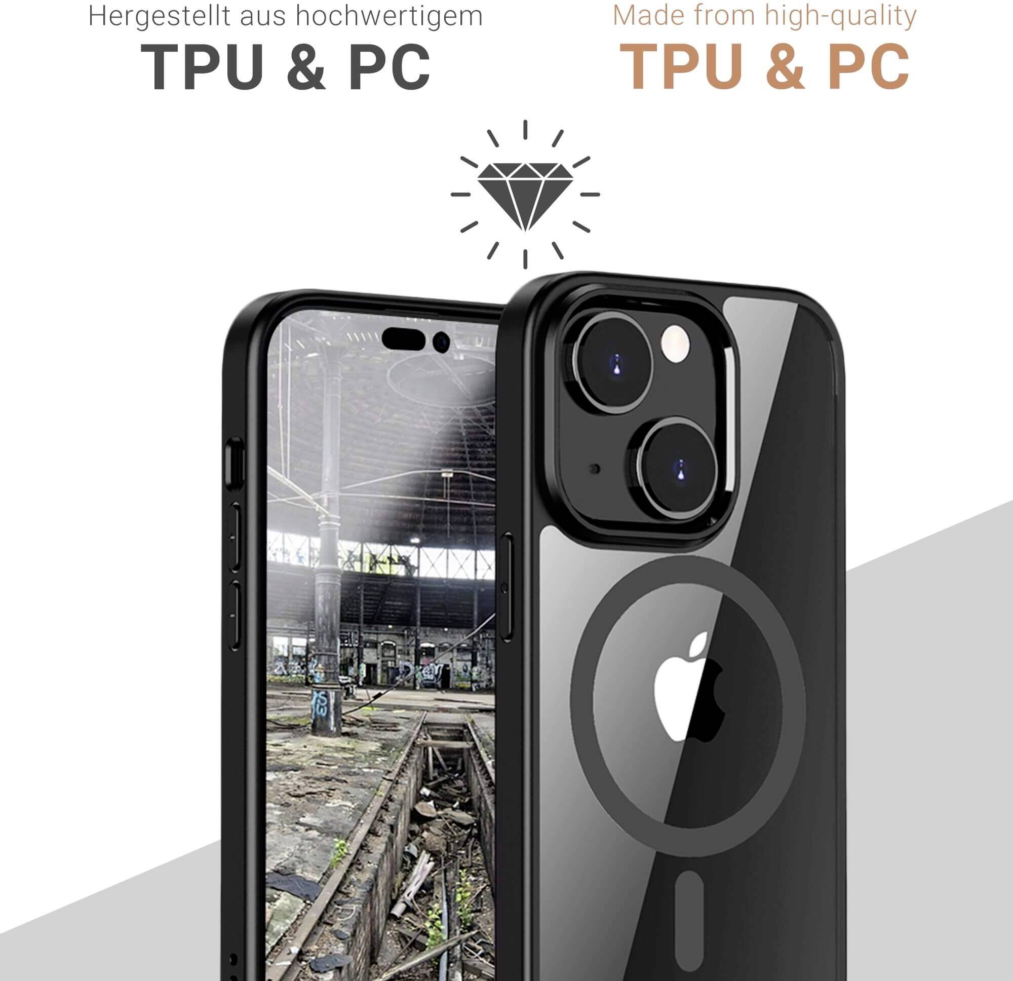 Чохол JT Berlin Pankow Hybrid MagSafe для Apple iPhone 15 чорний, прозорий, сумісний з MagSafe 11040