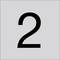 Czarna liczba 2 wyśrodkowana na jasnym szarym kwadratowym tle.