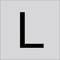 Czarna wielka litera L na jasnym szarym tle.