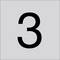 Czarna cyfra 3 wyśrodkowana na jasno szarym tle.