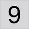 Czarna cyfra 9 wyśrodkowana na jasnym szarym tle.