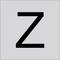 Duża czarna litera „Z" wyśrodkowana na jasnym szarym tle.