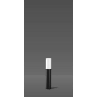 Nowoczesna lampa stojąca w kolorach czarnym i białym stoi w minimalistycznym, szarym pokoju.