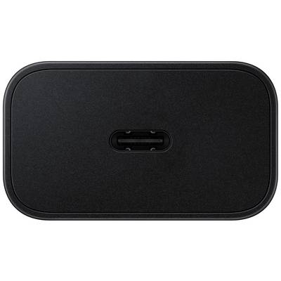 Czarna, prostokątna ładowarka z zaokrąglonymi rogami i centralnym złączem USB-C.