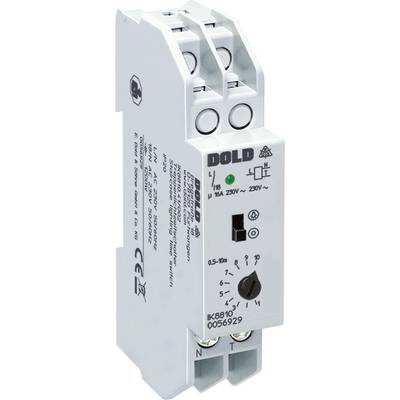 Elektroniczny przekaźnik czasowy firmy DOLD, model IK 8810, do 230V, 16A. Skala czasu możliwa do ustawienia w zakresie 0,5-10s. Odpowiedni do montażu na szynie DIN.