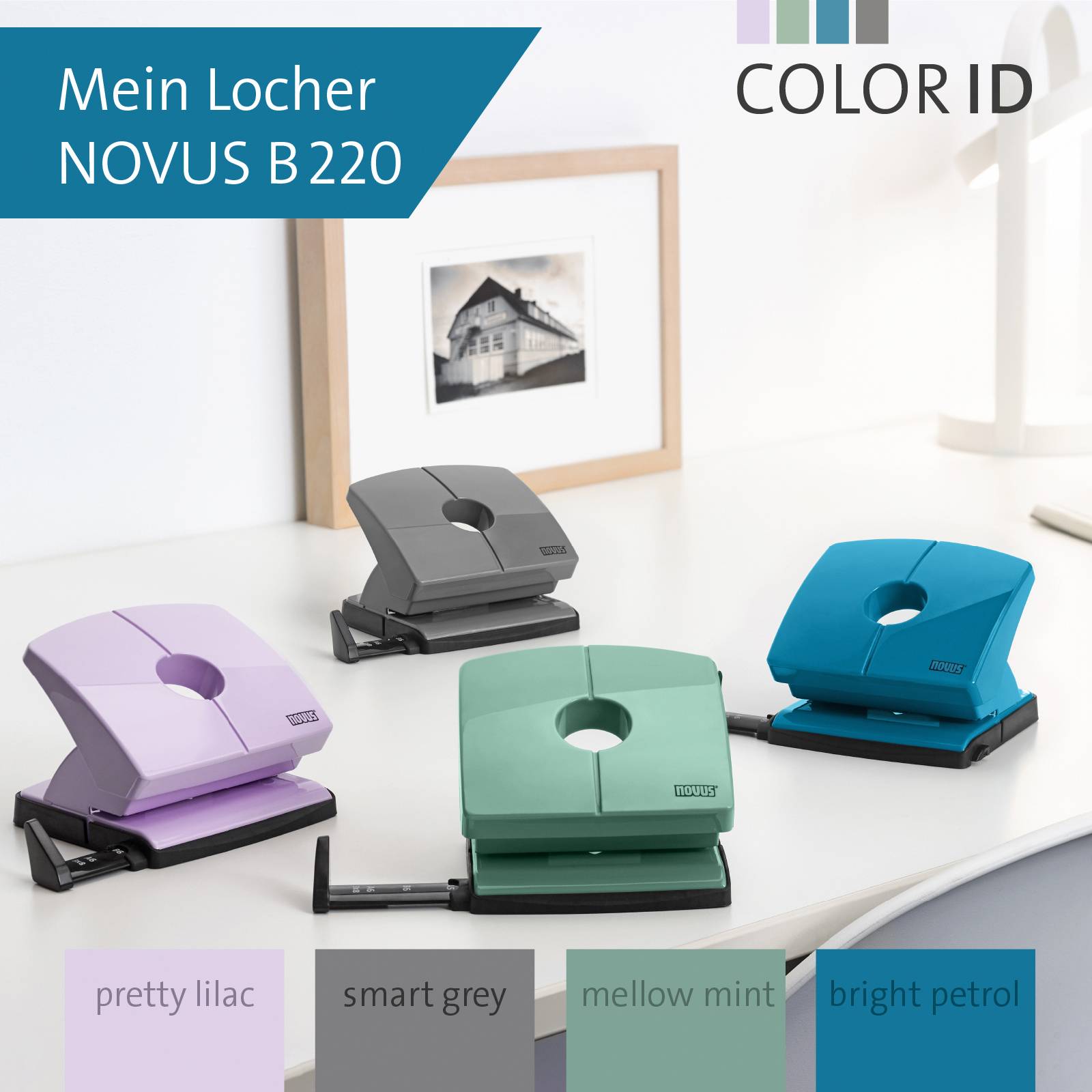 Офісний дирокол Novus Office B 220 COLOR ID 2.0 025-0654, 1 шт.