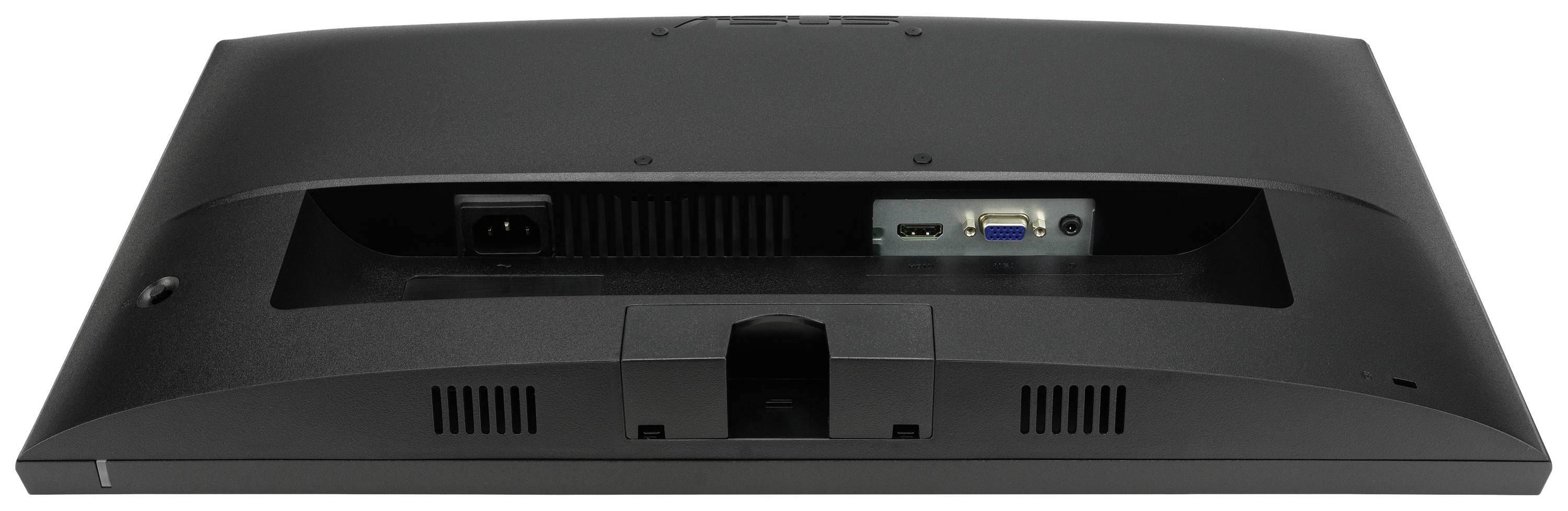 Tylna część monitora komputerowego z gniazdami: złącze zasilania, wejścia HDMI i VGA.