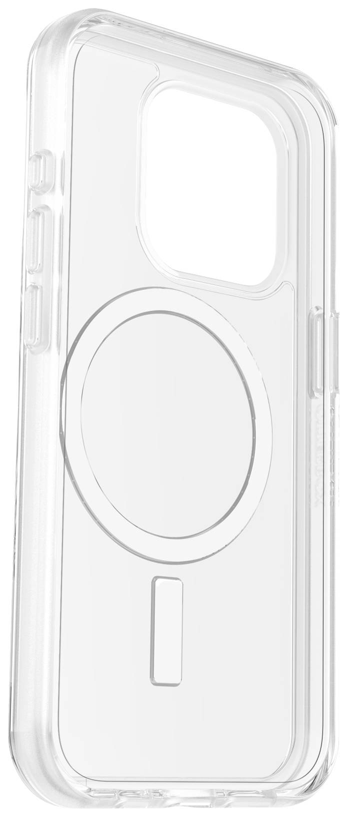 Przezroczyste etui na telefon z wewnętrznym okrągłym pierścieniem magnetycznym. Odpowiednie do ładowania bezprzewodowego i kompatybilne z MagSafe.