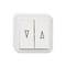 Biały przełącznik naścienny z dwoma przyciskami - jeden oznaczony czarną strzałką w górę, drugi w dół.