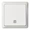 Biały włącznik naścienny z małym kwadratowym przełącznikiem pośrodku.