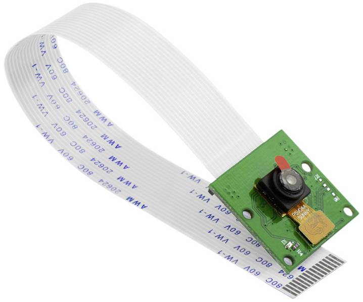 Mała zielona płytka drukowana z modułem kamery i taśmą przewodową do podłączenia do elektroniki. Odpowiednia do zastosowań w zakresie sensorów i przetwarzania obrazu.