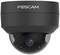 Czarna kamera monitorująca firmy Foscam o półkolistym kształcie z widocznym okienkiem obiektywu, przeznaczona do użytku wewnątrz pomieszczeń.
