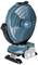 Niebieski wentylator stojący z osłoną ochronną i dwiema jednostkami baterii u podstawy, odpowiedni do zastosowań przenośnych.