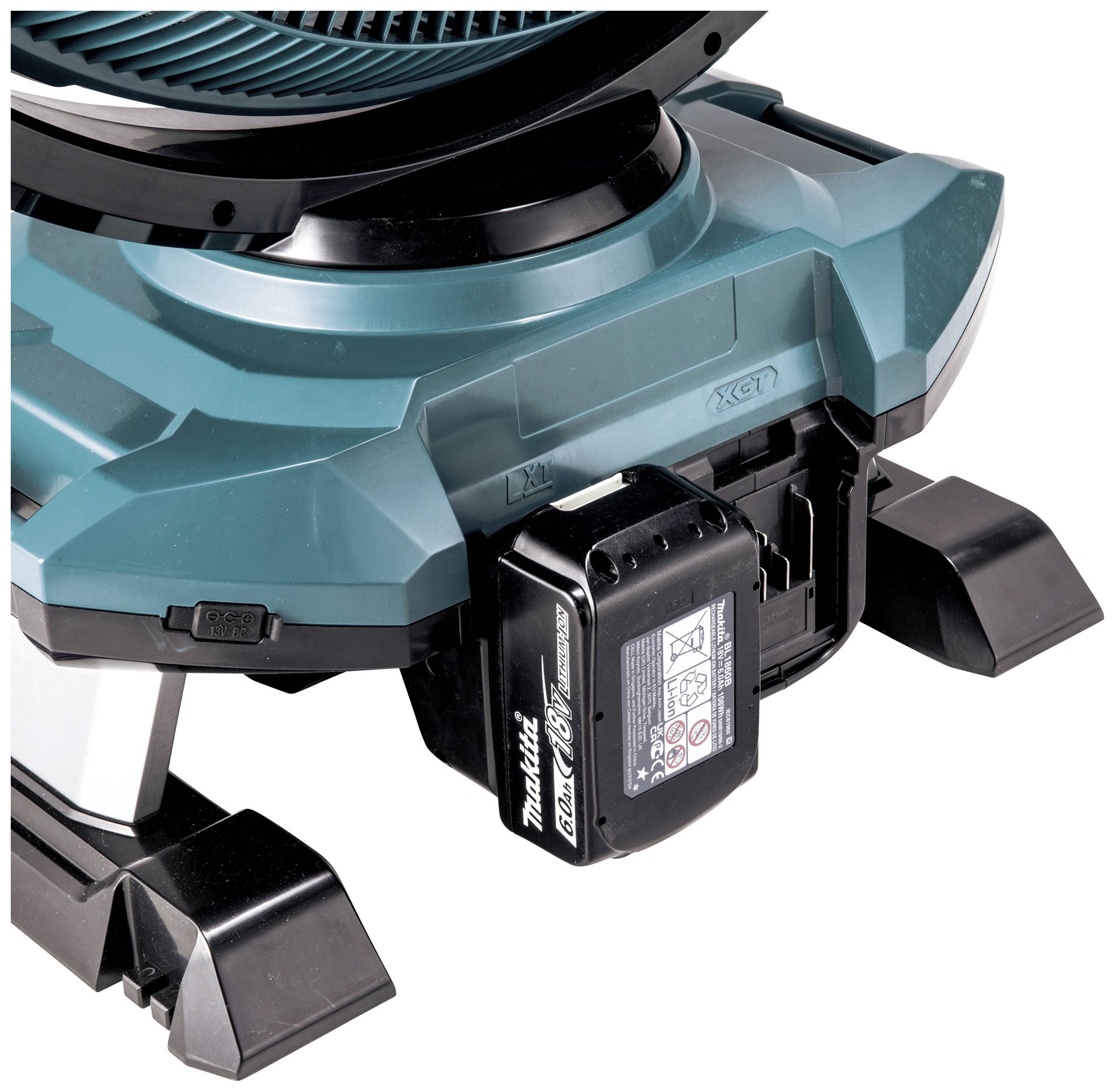 Urządzenie akumulatorowe wyświetla stan akumulatora na dolnej powierzchni. Produkt posiada niebiańsko-czarny design ze stabilnymi stopkami.