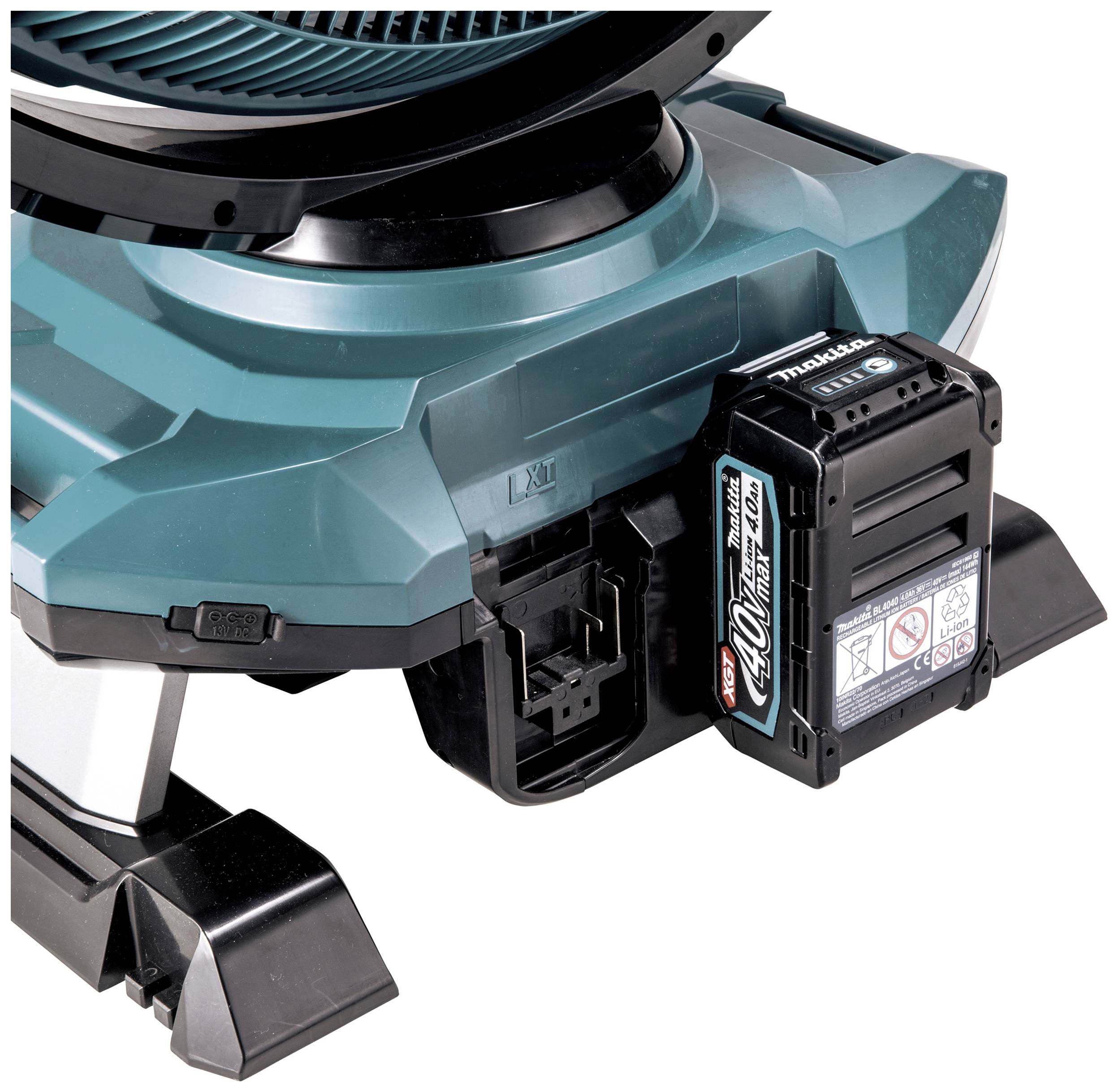 Akustyczny odkurzacz bezprzewodowy z wyjmowaną baterią, wyeksponowany w dolnej części urządzenia.