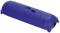 Niebieski pojemnik z tworzywa sztucznego, cylindryczny z zaokrąglonymi końcami, prawdopodobnie przeznaczony do magazynowania lub transportu, z wpustem i pokrywą zamykającą.